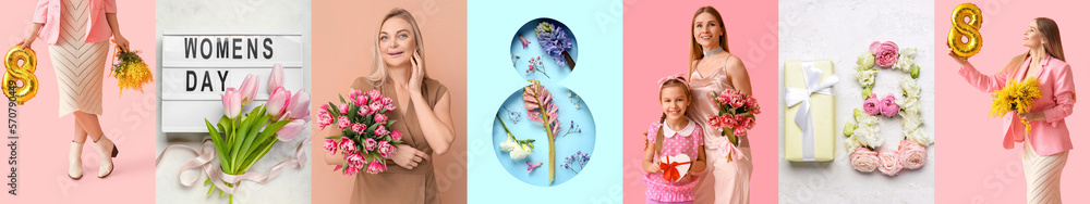Romantic collage for International Women's Day celebration Romantic collage for International Women's Day celebration