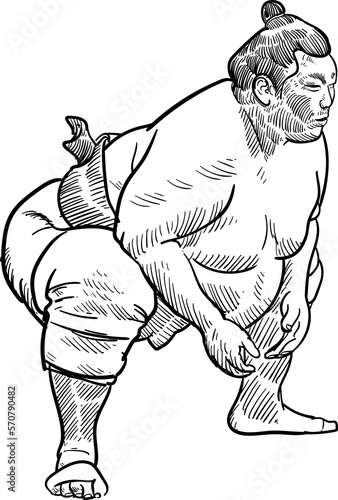 Vintage hand drawn sketch Japanese sumo