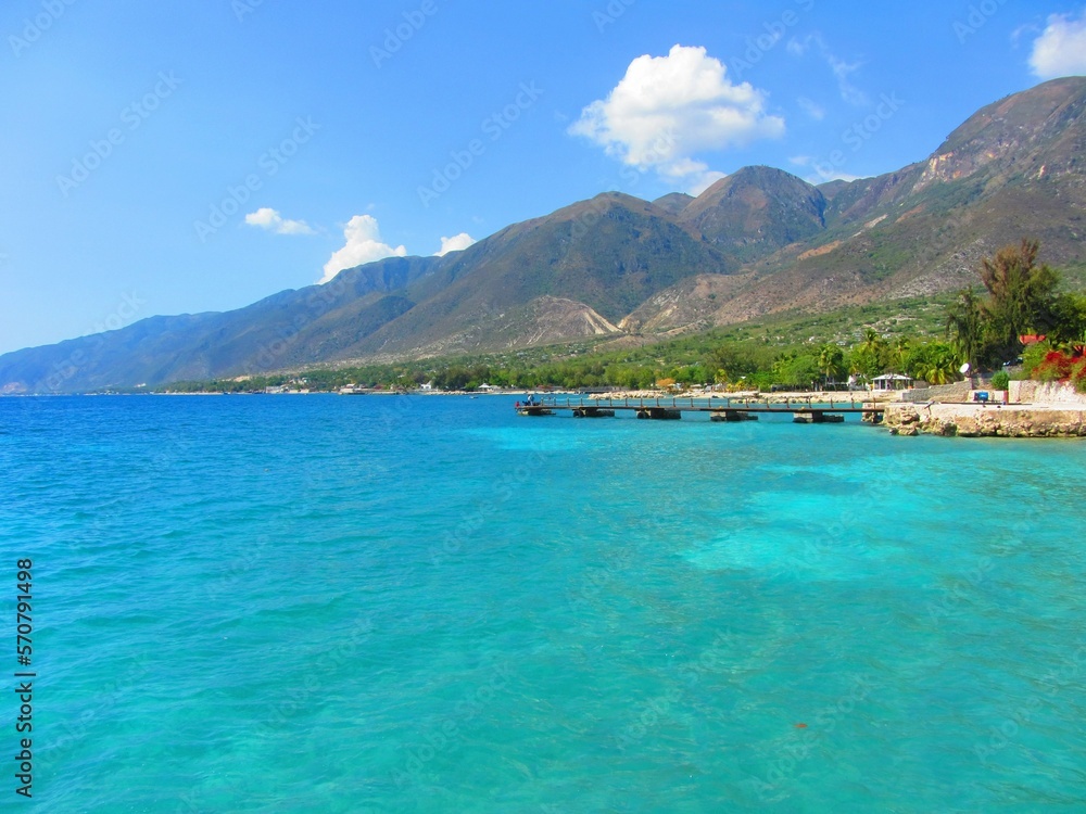 Beach and mountains In Port-au-Prince, Haiti