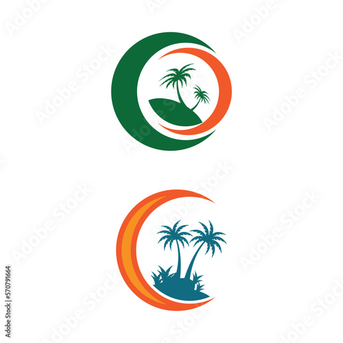 Palm tree summer logo and symbol template vector design