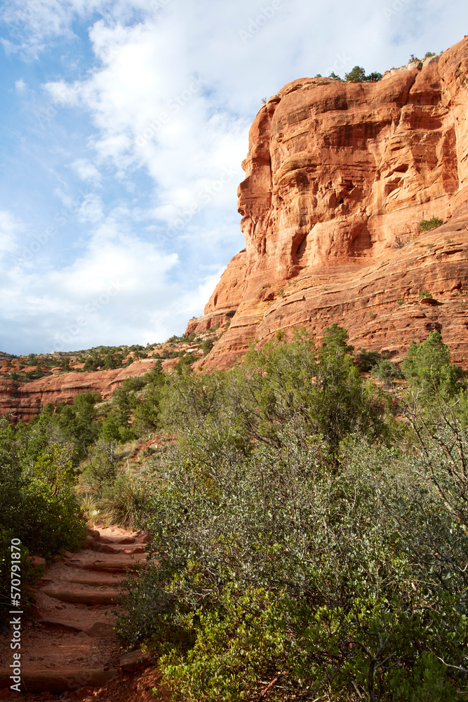 Hiking path through the beautiful red rocks of Sedona Arizona USA