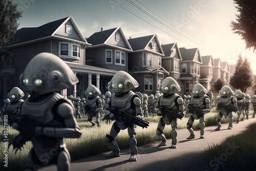 An Intergalactic War: A Small Army of Aliens Marching