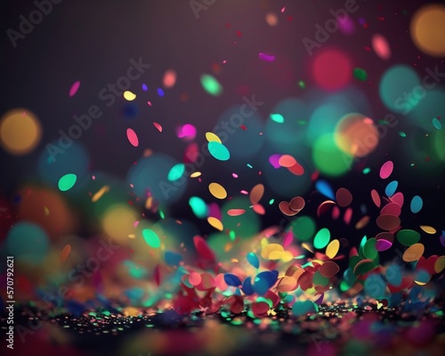 Vibrant Confetti Explosion Against a Dreamy Bokeh Background - AI Generated Carnival Art