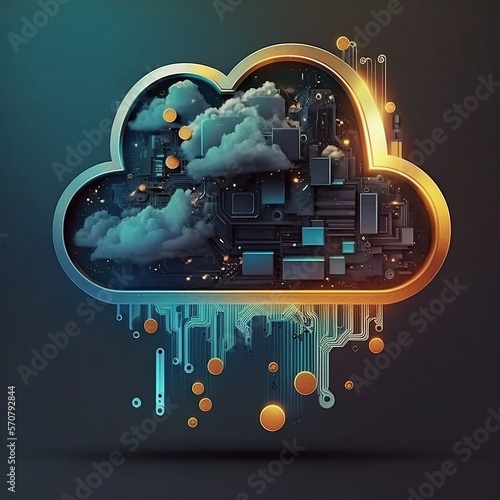 illustration of cloud computing concept art created with generative ai 