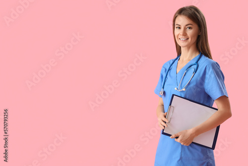 Female medical intern with ...