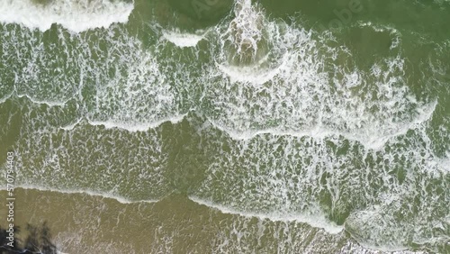 Flying over the sea with strong winds