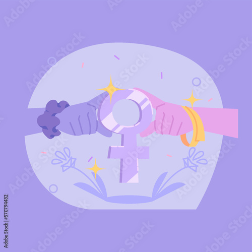 Women's Progress and Power: A Flat Vector Design of a Woman Taking Control on International Women's Day