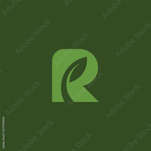An R Letter with Leaf Logo Design