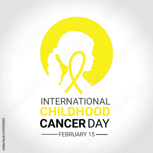 Vector illustration International Childhood Cancer day (ICCD) is observed every year on February 15, to raise awareness, and to express support for children and adolescents with cancer.