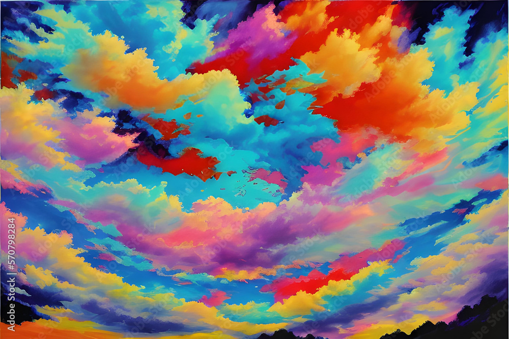 An image depicting an abstract background of colorful clouds (a.i. generated)