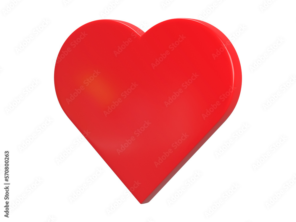 3D rendering, Red heart isolated on transparent background