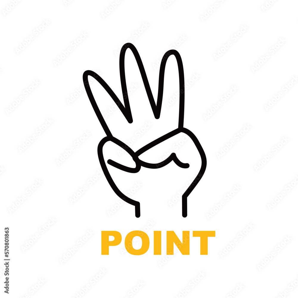 Obraz premium ポイント3の指アイコン