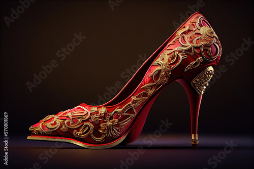 Gorgeous Designe Attractive and Stylish Red Color High Heels AI Generative