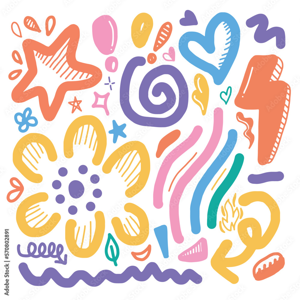 Fototapeta premium Decorative abstract with doodles of shapes.