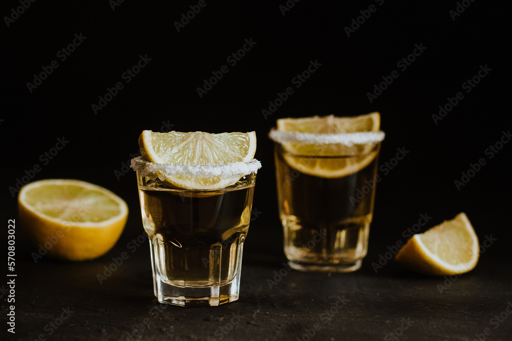 Mexican Tequila Shots with Lime and Salt in Mexico Latin America Mexican Tequila Shots with Lime and Salt in Mexico Latin America