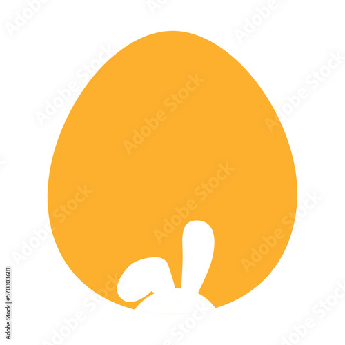 Rabbit Silhouette Outline In Egg Shape Isolated, Illustration, Transparent