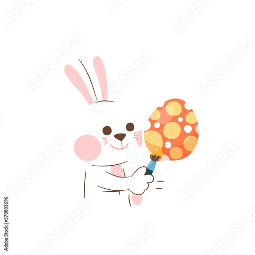 Cute Rabbit Painting Easter Egg, Illustration, Transparent