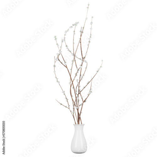 decoration indoor plant in vase, isolated on white or transparent background, photorealistic 3d render