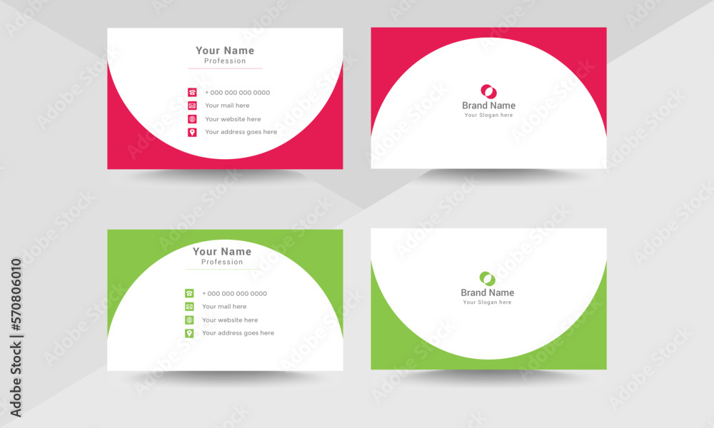 Professional modern double sided  business card design template. Flat range business card animation.