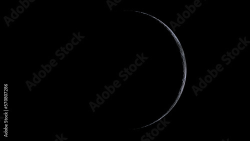 3d rendering of befor the New Moon in 1 day. crescent moon