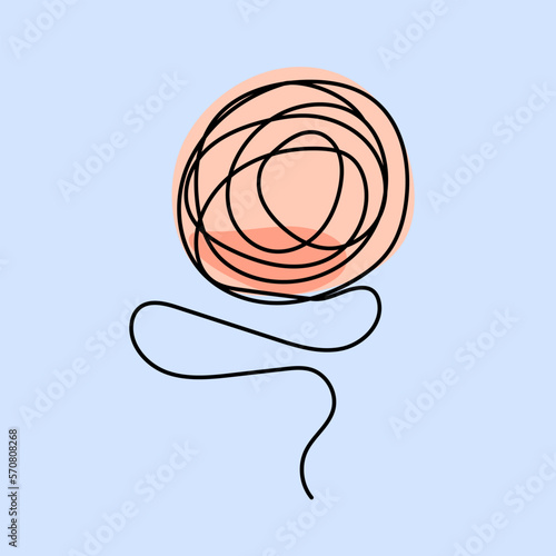 Line art ball of thread for knitting. Vector illustration