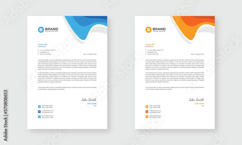 Business letterhead design template. A4 letterhead design layout. (ID: 570808653)