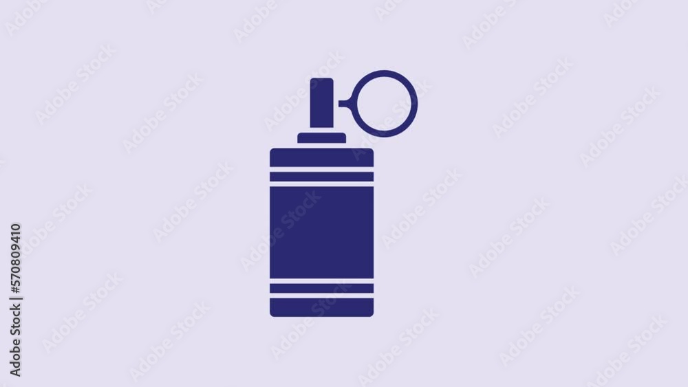 Blue Hand grenade icon isolated on purple background. Bomb explosion. 4K Video motion graphic animation Blue Hand grenade icon isolated on purple background. Bomb explosion. 4K Video motion graphic animation