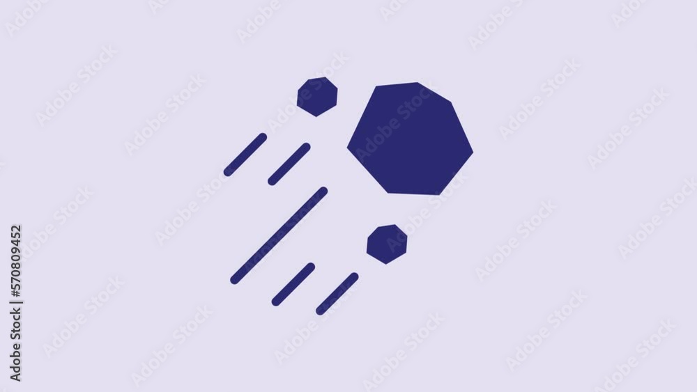 Blue Flying stone icon isolated on purple background. 4K Video motion graphic animation Blue Flying stone icon isolated on purple background. 4K Video motion graphic animation