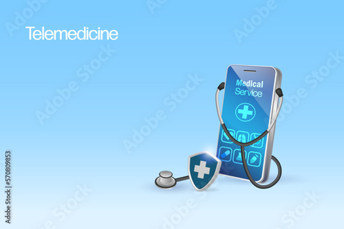 Telemedicine, telehealth, online doctor consultation technology. Virtual doctor in medical mobile app give patient advise in health problem and sickness. Medical and health care service technology.