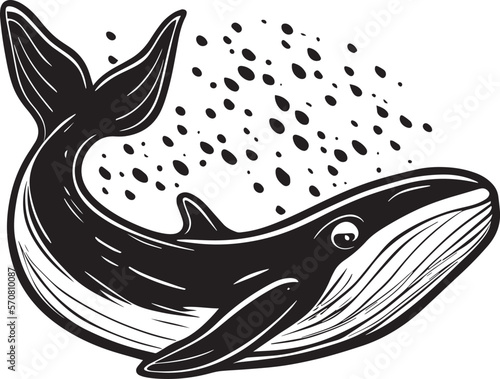 Whale Logo Monochrome Minimalistic Design 