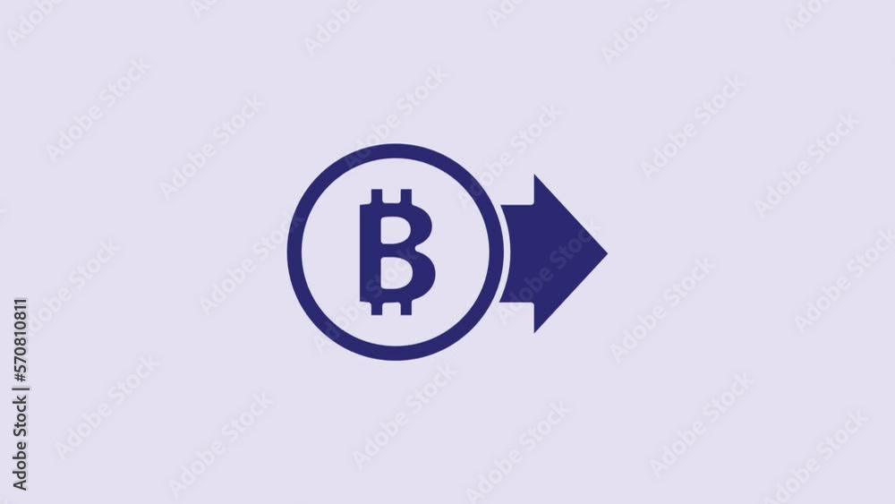 Blue Cryptocurrency coin Bitcoin icon isolated on purple background. Physical bit coin. Blockchain based secure crypto currency. 4K Video motion graphic animation Blue Cryptocurrency coin Bitcoin icon isolated on purple background. Physical bit coin. Blockchain based secure crypto currency. 4K Video motion graphic animation