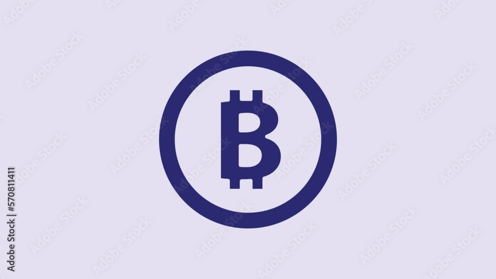Blue Cryptocurrency coin Bitcoin icon isolated on purple background. Physical bit coin. Blockchain based secure crypto currency. 4K Video motion graphic animation Blue Cryptocurrency coin Bitcoin icon isolated on purple background. Physical bit coin. Blockchain based secure crypto currency. 4K Video motion graphic animation