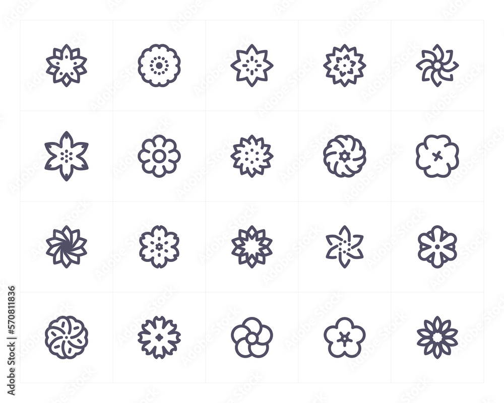 Flower and natural line icon set Flower and natural line icon set