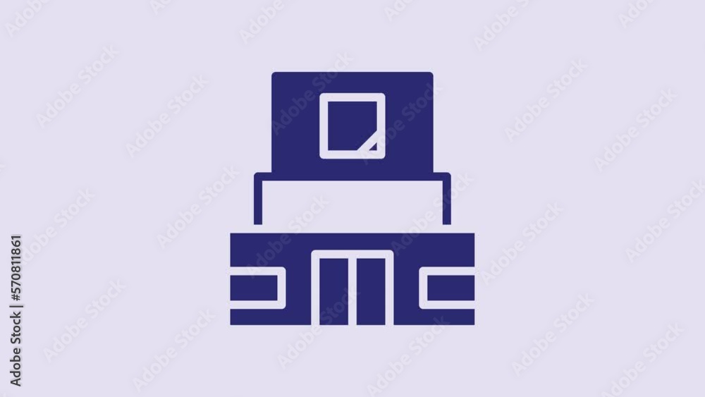 Blue Mausoleum of Lenin icon isolated on purple background. Russia architecture landmarks, sightseeing places. Royal Citadel at Red Square, Moscow. 4K Video motion graphic animation Blue Mausoleum of Lenin icon isolated on purple background. Russia architecture landmarks, sightseeing places. Royal Citadel at Red Square, Moscow. 4K Video motion graphic animation