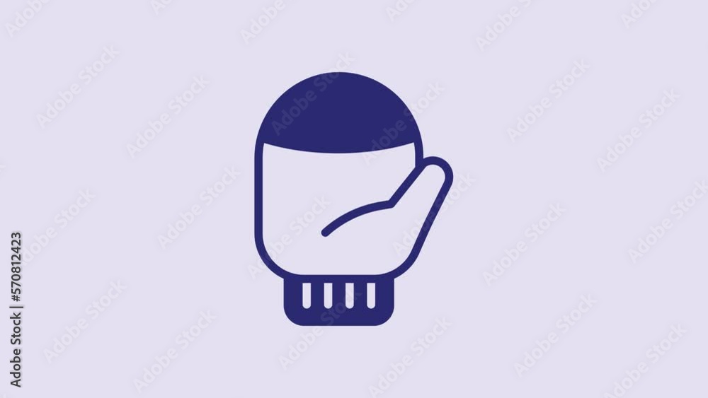Blue Christmas mitten icon isolated on purple background. 4K Video motion graphic animation Blue Christmas mitten icon isolated on purple background. 4K Video motion graphic animation