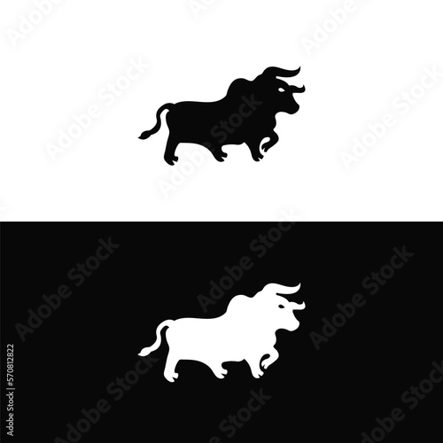 Bull animal vector logo design.
