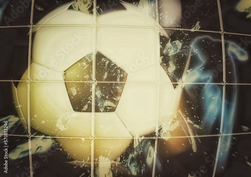 サッカーの概念でボールを蹴ってゴールを決める3dイラスト