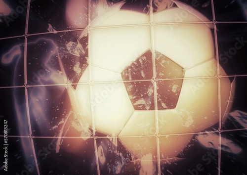 サッカーの概念でボールを蹴ってゴールを決める3dイラスト