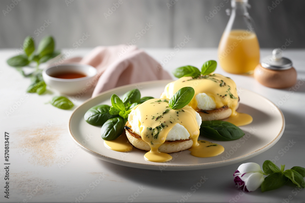Delicious Eggs Benedict Breakfast on a Plate Delicious Eggs Benedict Breakfast on a Plate