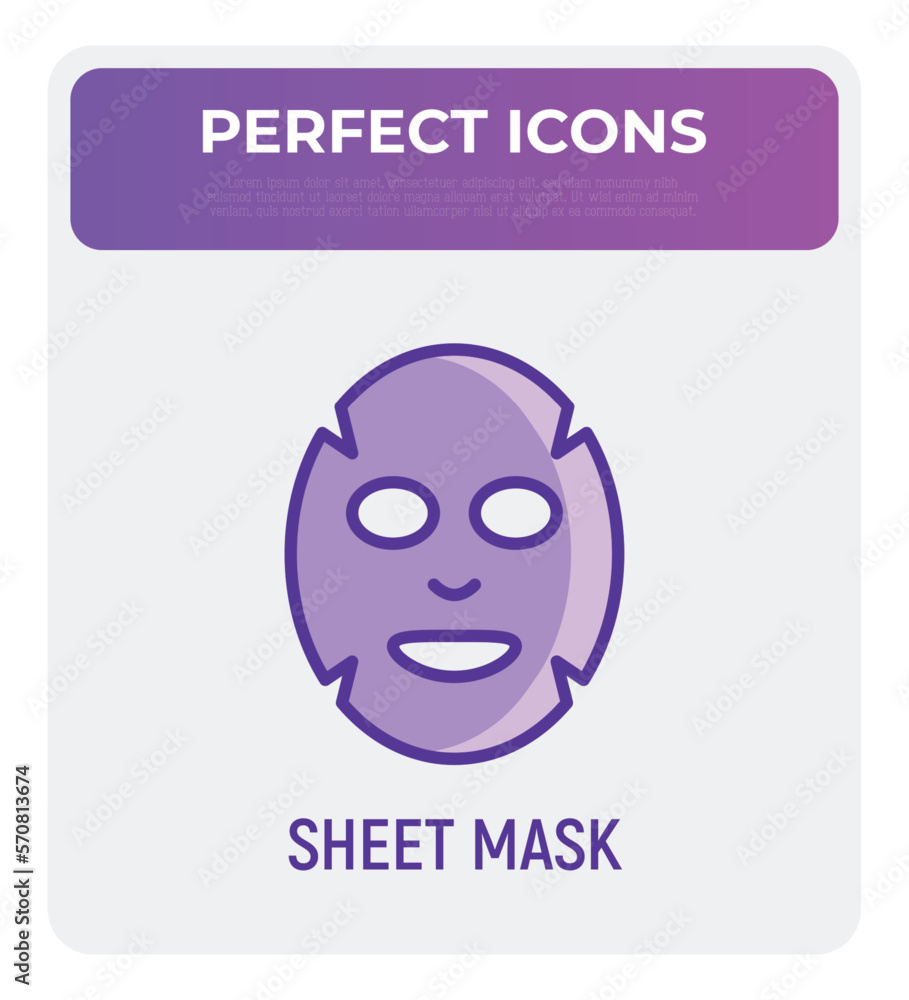 Facial sheet mask thin line icon. Modern vector illustration for beauty shop. Facial sheet mask thin line icon. Modern vector illustration for beauty shop.