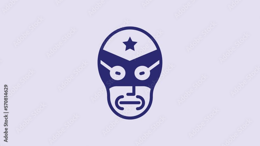 Blue Mexican wrestler icon isolated on purple background. 4K Video motion graphic animation Blue Mexican wrestler icon isolated on purple background. 4K Video motion graphic animation