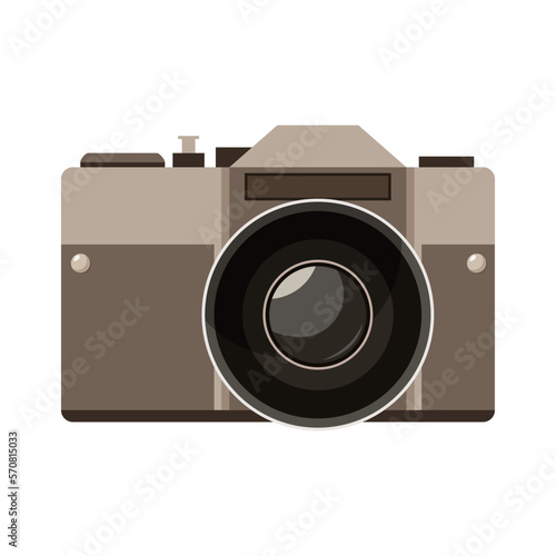 A camera on a white background. 