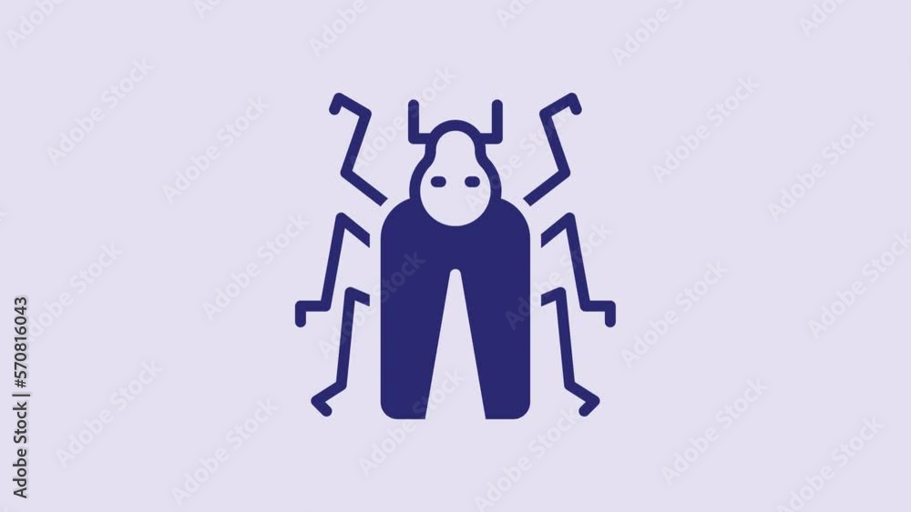Blue Beetle bug icon isolated on purple background. 4K Video motion graphic animation Blue Beetle bug icon isolated on purple background. 4K Video motion graphic animation