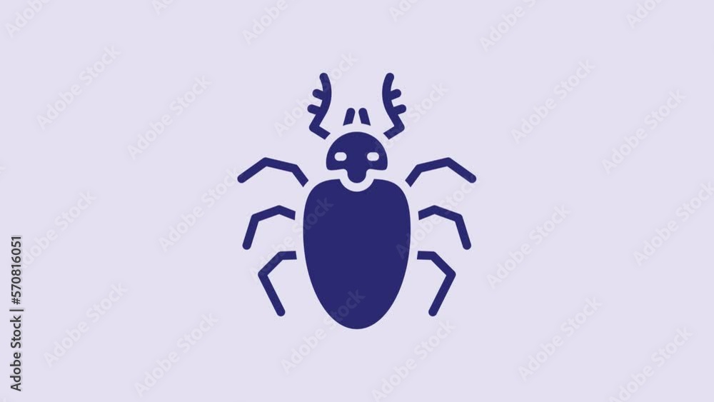 Blue Beetle deer icon isolated on purple background. Horned beetle. Big insect. 4K Video motion graphic animation Blue Beetle deer icon isolated on purple background. Horned beetle. Big insect. 4K Video motion graphic animation