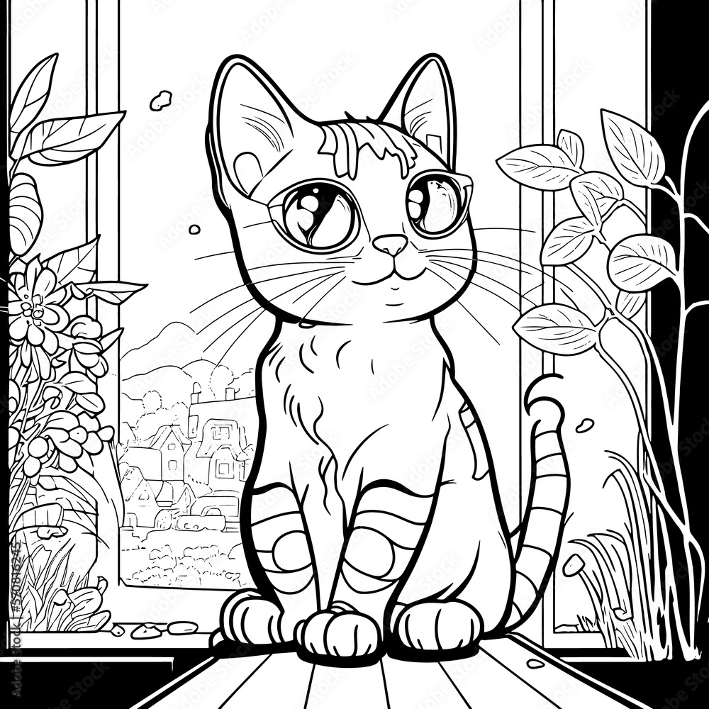 Black And White Coloring Pages For Adults Line Art Simple Cartoon 
