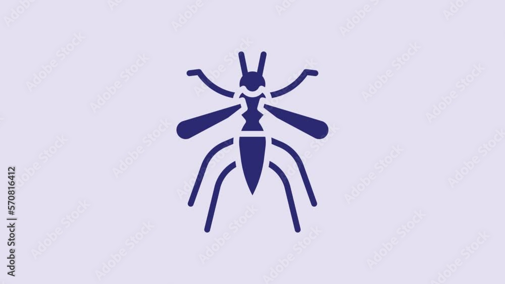Blue Mosquito icon isolated on purple background. 4K Video motion graphic animation Blue Mosquito icon isolated on purple background. 4K Video motion graphic animation