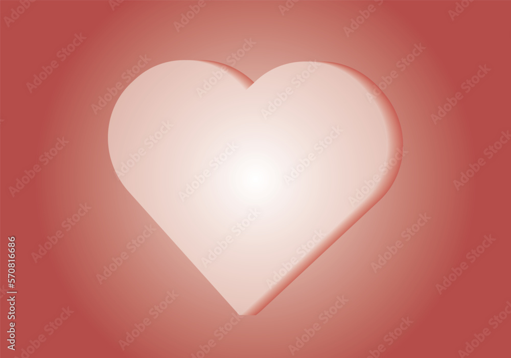A big heart in red color background. For Valentine's day and festival. Gradient color background. Abstract blurred background. For web template banner poster digital graphic artwork.