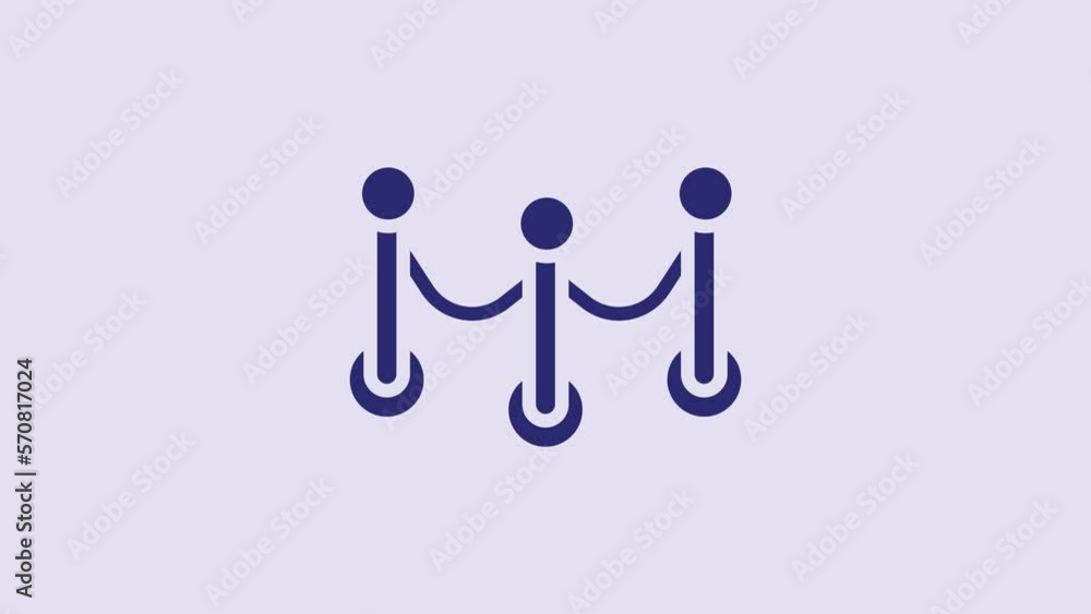 Blue Rope barrier icon isolated on purple background. VIP event, luxury celebration. Celebrity party entrance. 4K Video motion graphic animation Blue Rope barrier icon isolated on purple background. VIP event, luxury celebration. Celebrity party entrance. 4K Video motion graphic animation