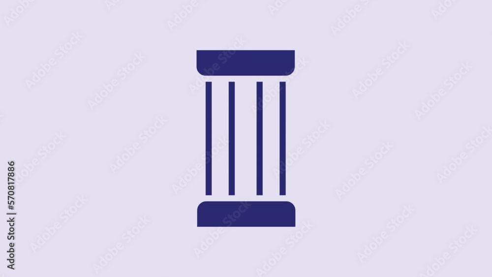 Blue Ancient column icon isolated on purple background. 4K Video motion graphic animation Blue Ancient column icon isolated on purple background. 4K Video motion graphic animation
