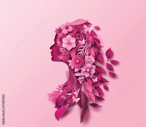 International Women's Day 8 march with frame of flower and leaves